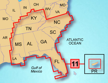 Garmin Topo 100K microSD/SD Region 11 - Southeast US and Puerto Rico