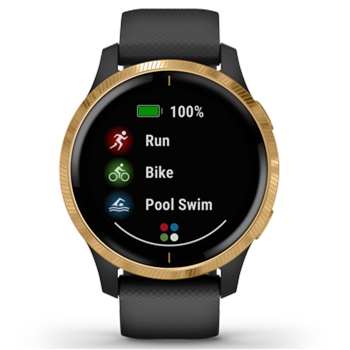 Garmin Venu AMOLED GPS Smartwatch – Black with Gold Hardware