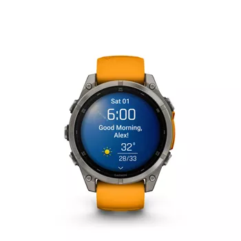 Garmin Fenix 8 47mm Sapphire Titanium with Spark Orange/ Graphite Band