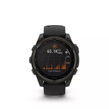 Garmin Fenix 8 47mm Sapphire Solar Carbon Gray DLC Titanium with Black/Pebble Gray Silicone Band